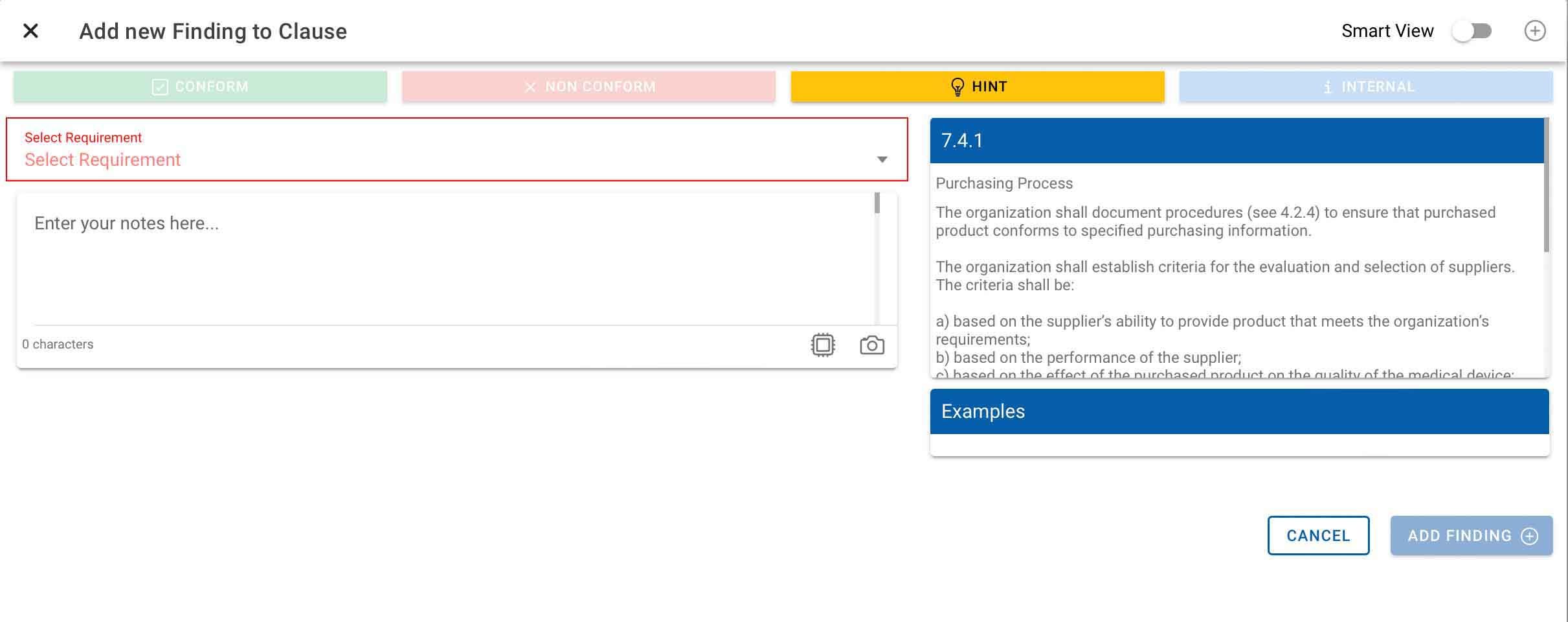 Feststellung dokumentieren